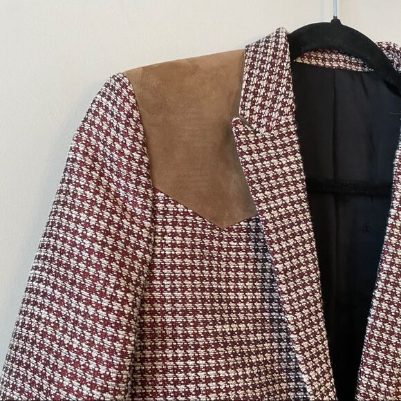 The Kooples Houndstooth Linen Blend Suede Blazer - Picture 5 of 13